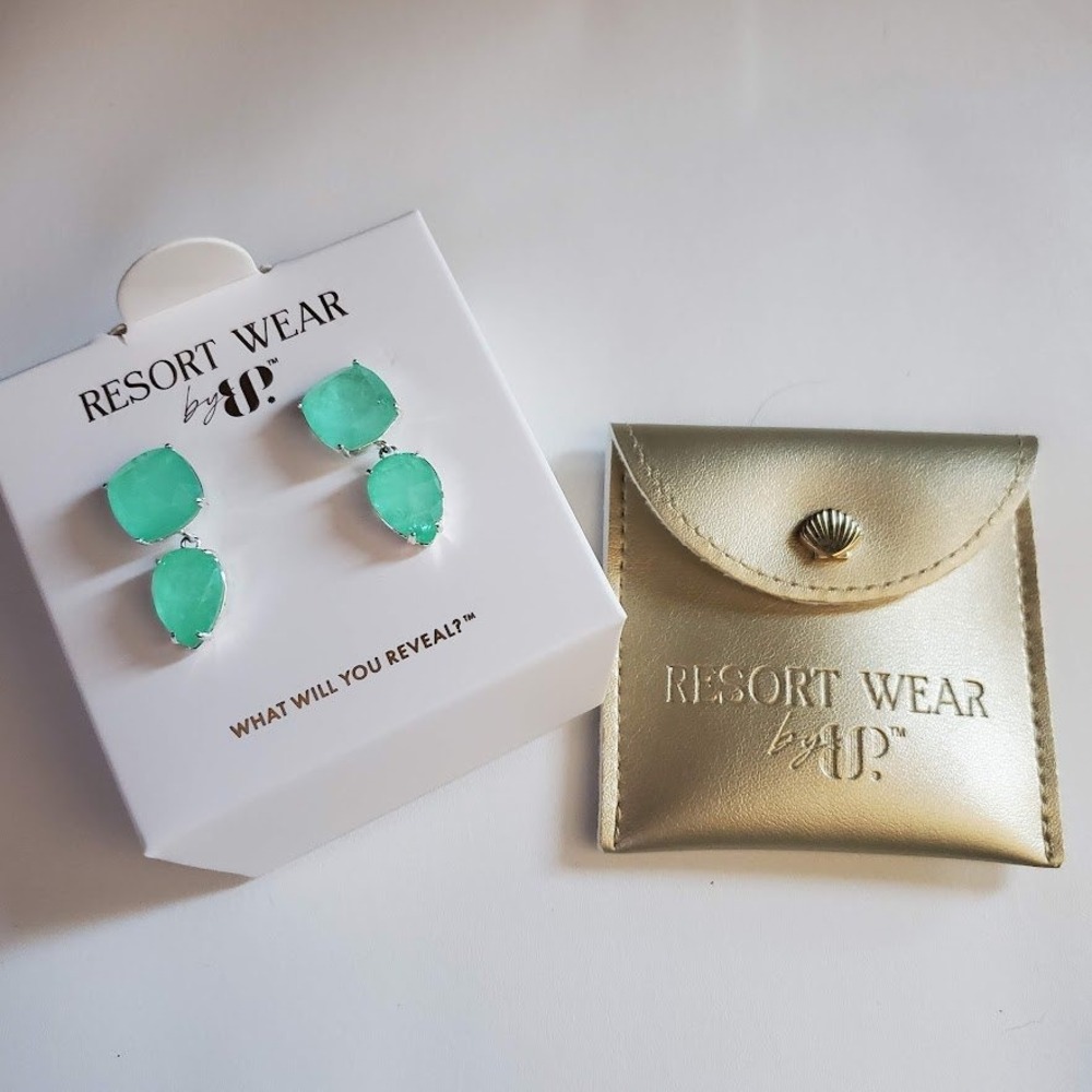 Resort Wear by BP Palms Of Paradise Mint Tourmaline Quartz Earrings Silver Plate